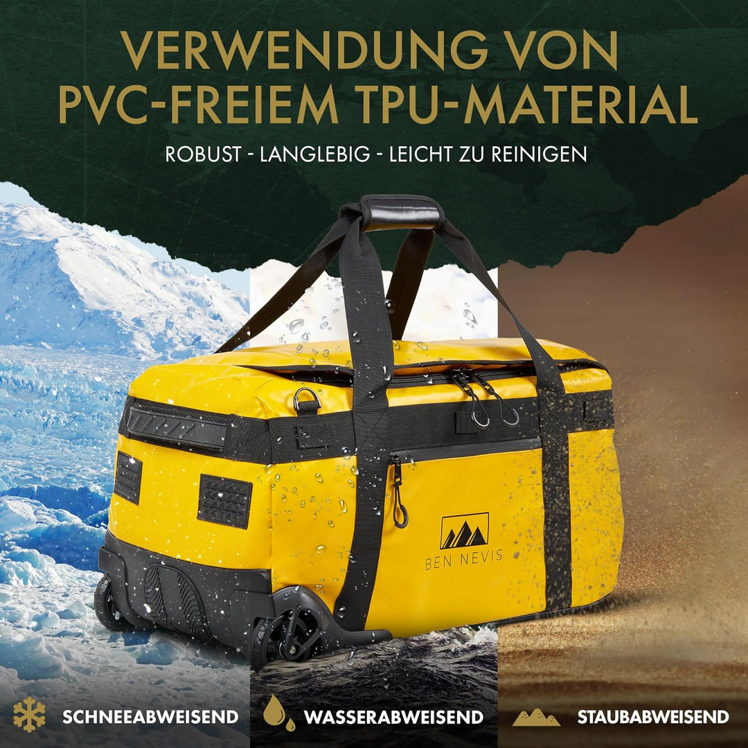 BEN NEVIS Reisetasche mit Rollen – 3in1 Tasche, Trolley + Rucksack [Mittel 60L - 3,2kg] Travel Reise