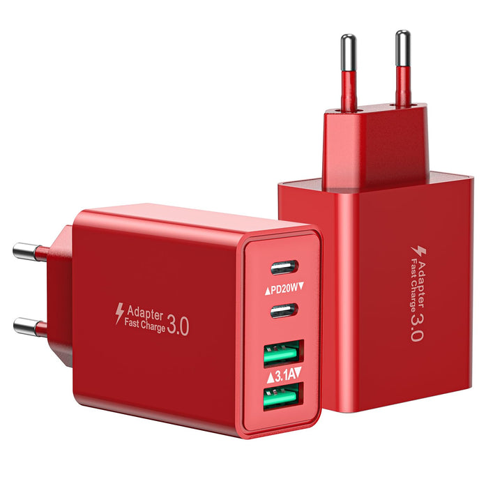 2-Pack USB C Ladegerät, 40W 4-Ports USBC Stecker Mehrfach Schnellladegerät USB Ladestecker mit PD Ad