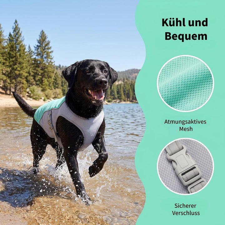 Hund Kühlweste, Kühlweste für Grosse Hunde, Sonnenschutz Hund Kühlmantel, Atmungsaktiv und UV-Schutz