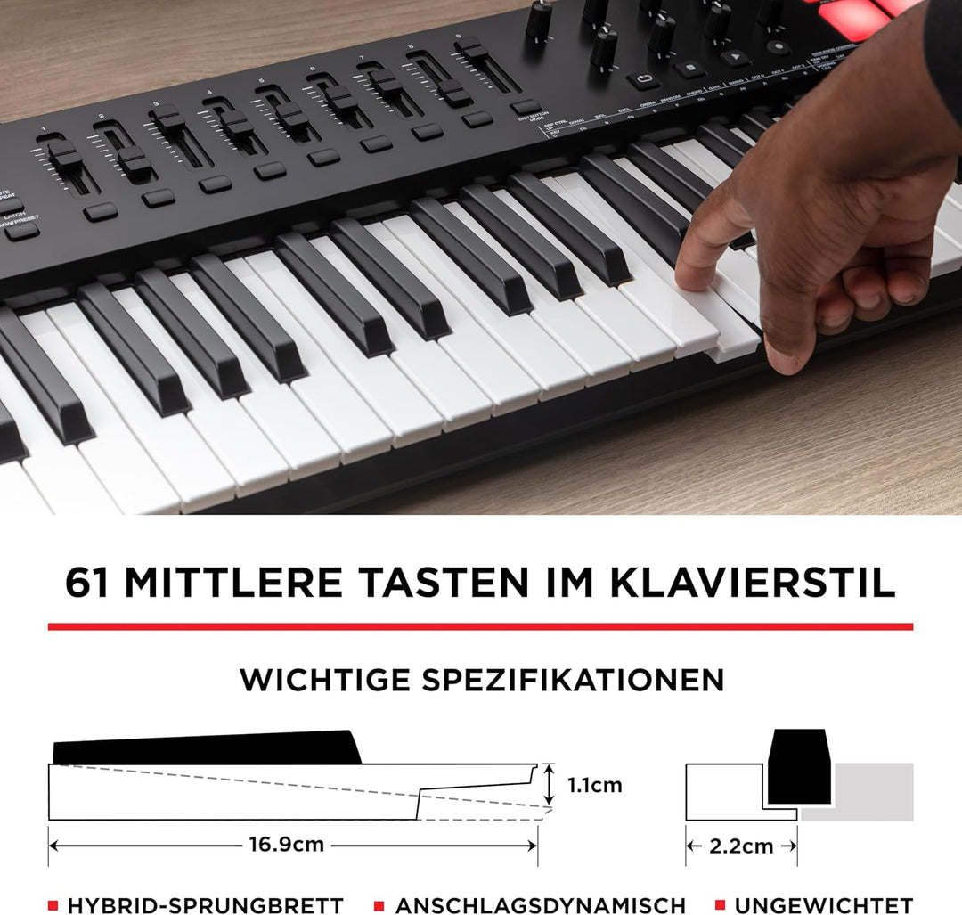 M-Audio Oxygen 61 V – 61-Tasten USB MIDI Keyboard Controller mit Beat Pads, Smart Chord & Scale Modi