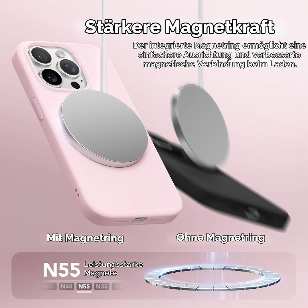 GONEZ für iPhone 15 Pro Hülle Silikon 6,1 Zoll &amp; Displayschutz, [MagSafe-kompatibel] dünne Handyhüll