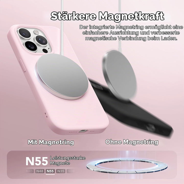 GONEZ für iPhone 15 Pro Hülle Silikon 6,1 Zoll &amp; Displayschutz, [MagSafe-kompatibel] dünne Handyhüll