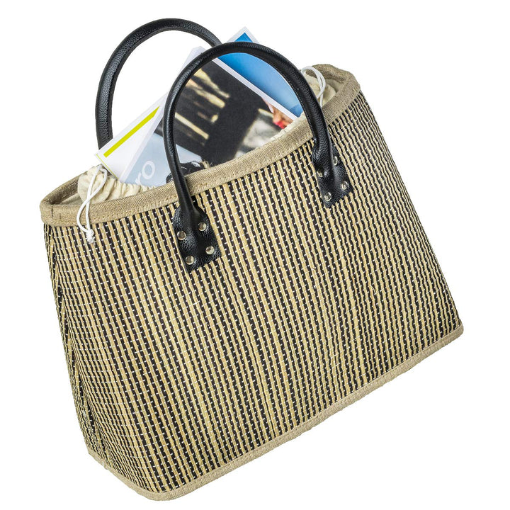 Einkaufstasche Shopper Henkeltasche Korb Handtasche Allzwecktasche Schwarz-Streifen, Schwarz-streife