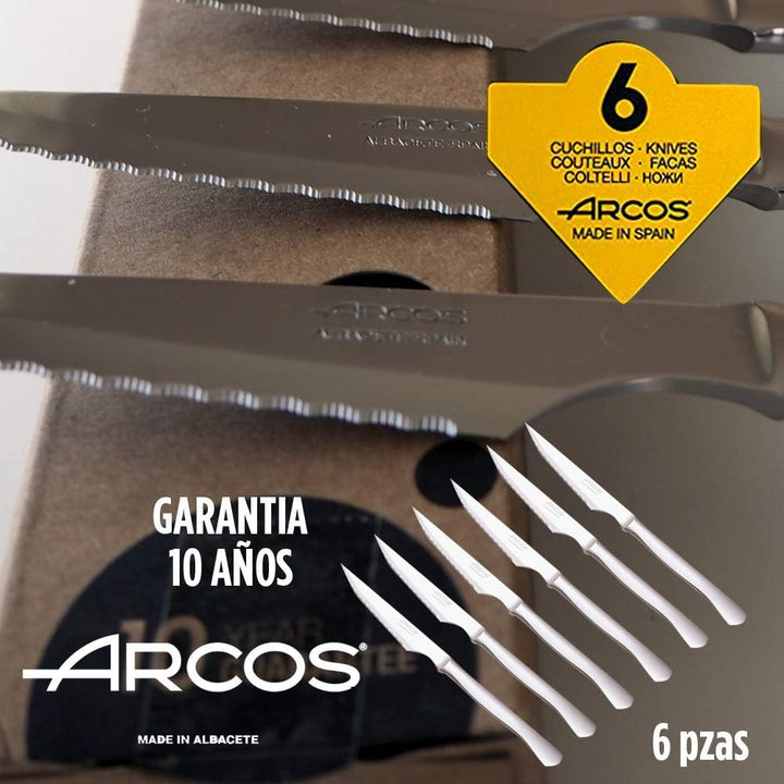 Arcos Fleischmesser-Set | 6 Stück | Steakmesser Marke Arcos | Edelstahl-Besteck | Klinge 110 mm | Mo