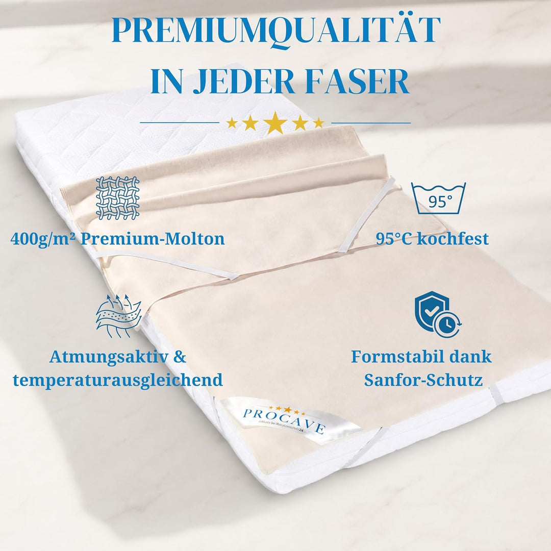 PROCAVE Matratzen-Auflage aus 100% Baumwolle, Natur-Matratzenschoner atmungsaktiv, hochwertige Molto