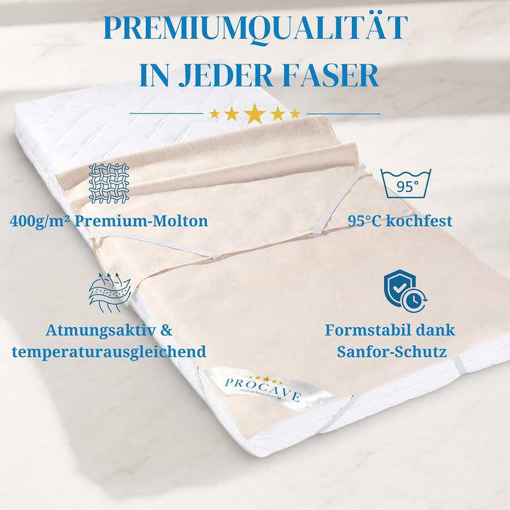 PROCAVE Matratzen-Auflage aus 100% Baumwolle, Natur-Matratzenschoner atmungsaktiv, hochwertige Molto