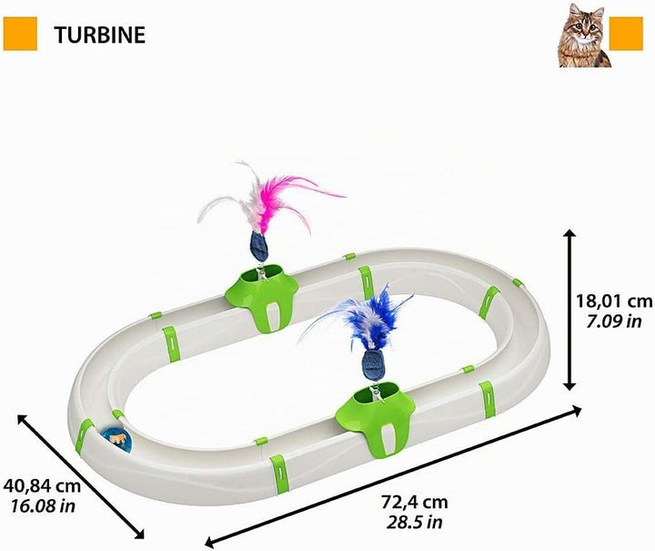 Ferplast Interaktives Spiel für Katzen TURBINE Katzenspielzeug mit Leichtem Ball, Modular, 72 x 40 c