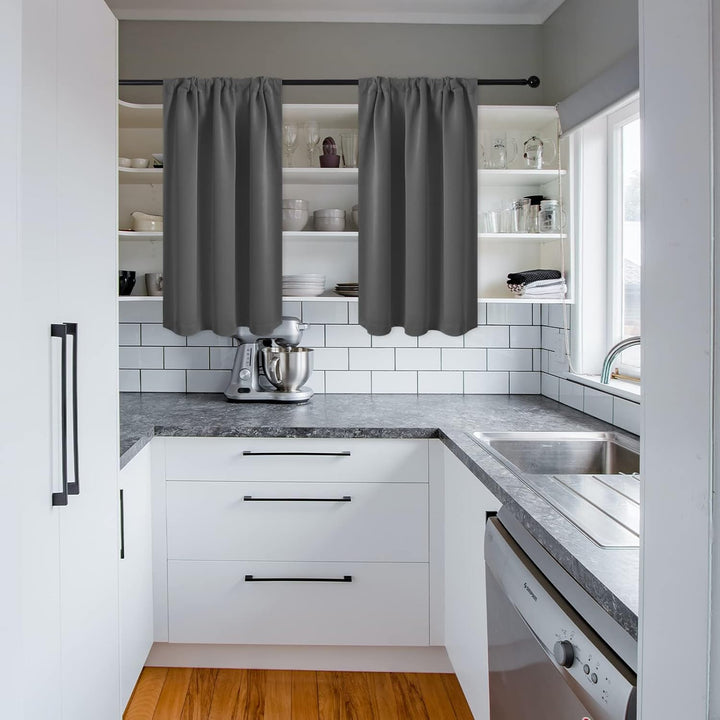 MRTREES Gardinen Kurz Verdunklungsvorhänge Vorhang Blickdicht Küchengardinen 2er Set Scheibengardine