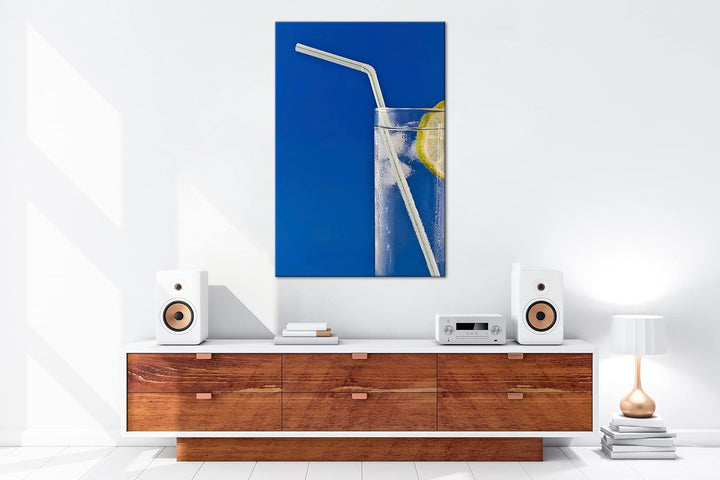 deyoli Cocktailglas mit Strohhalm im Format: 80x60 als Leinwandbild, Motiv fertig gerahmt auf Echtho