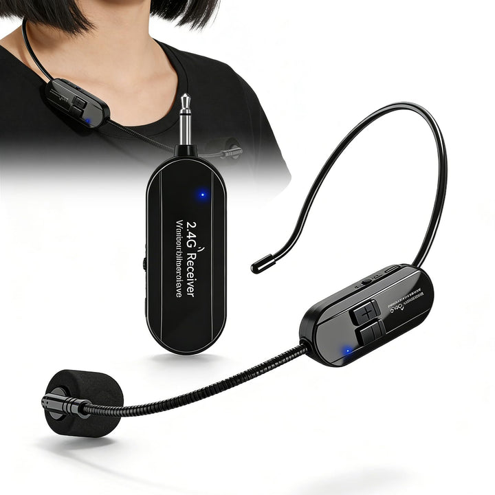 Wireless Mikrofon Headset,2.4G Kabelloses Mikrofon Funkmikrofon,Headset Mikrofon Kabellos,Wiederaufl