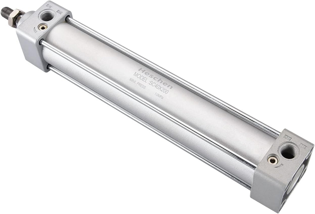 Heschen Pneumatischer Standard-Luftdruckzylinder, SC 40-200, PT1/4'' Anschluss, 40mm Bohrung, 200mm