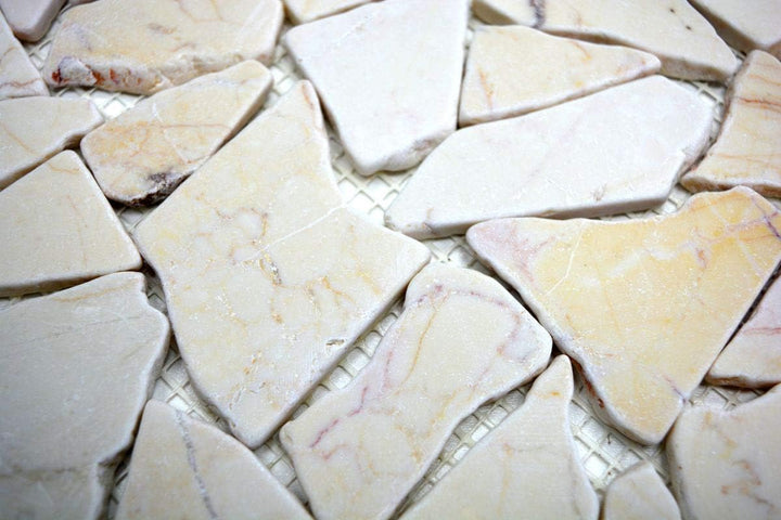Mosaik Bruch/Ciot golden cream poliert mit Struktur Marmor Naturstein Küche, Mosaikstein Format: 15-