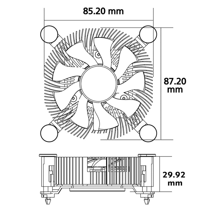 Akasa Aluminium Intel® LGA1700 Mini-ITX Cooler | Designed for Core™ i9 processors up to 73 TDP | 74