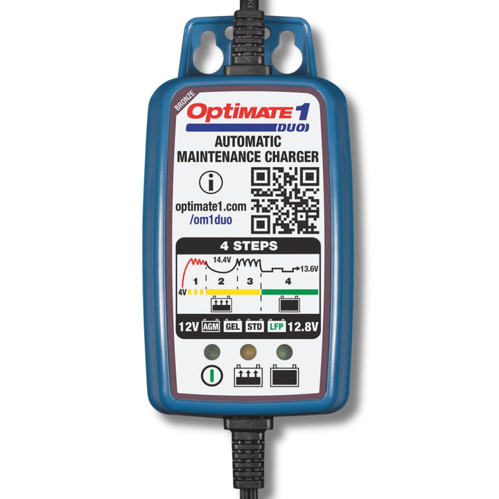 Optimate automatisches Ladegerät für Motorräder, 1 Duo, 12 V Lithium und Blei-Säure