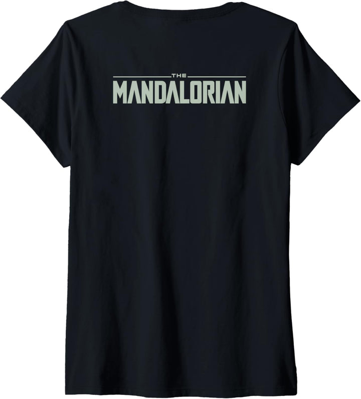 Star Wars The Mandalorian The Child Faded Circle Portrait T-Shirt mit V-Ausschnitt
