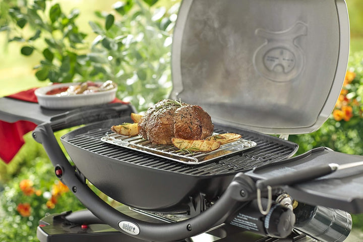 Weber Bratenrost - Klein (20 x 13cm), aus Edelstahl, für indirektes Grillen, passend Q-Serie, Go-Any