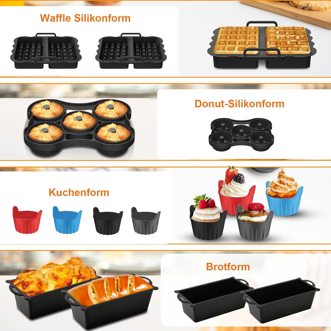Heissluftfritteuse Zubehör für Ninja 10,4L AF500EU, Airfryer Silikonform für Ninja Foodi Flexdrawer
