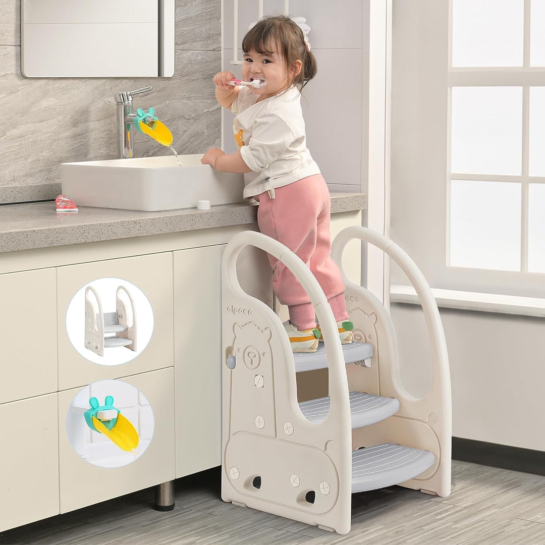 Onasti Tritthocker für Kinder, Dreistufiger Höhenverstellbar Tritt-Schemel Kinderschemel für Baby, B