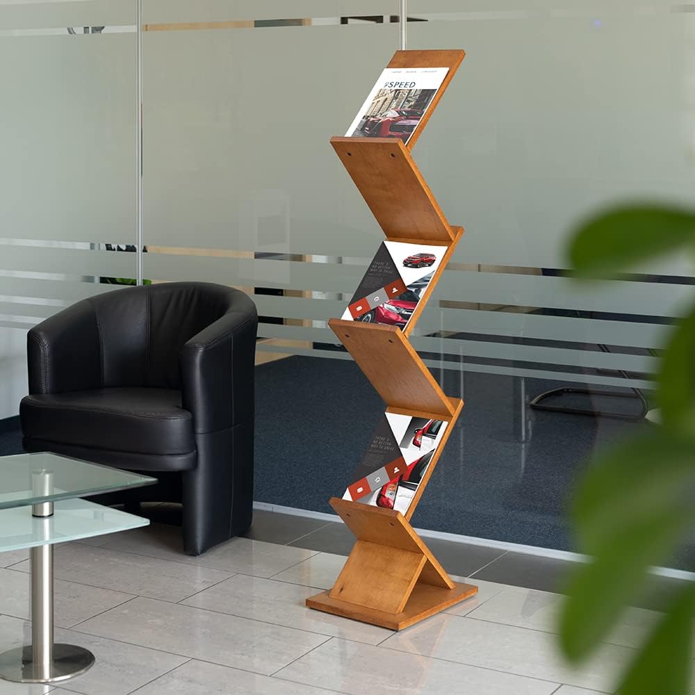 VKF Renzel GmbH Prospektständer aus Holz im Zick-Zack-Design 2-seitig Bodenprospektständer Präsentat