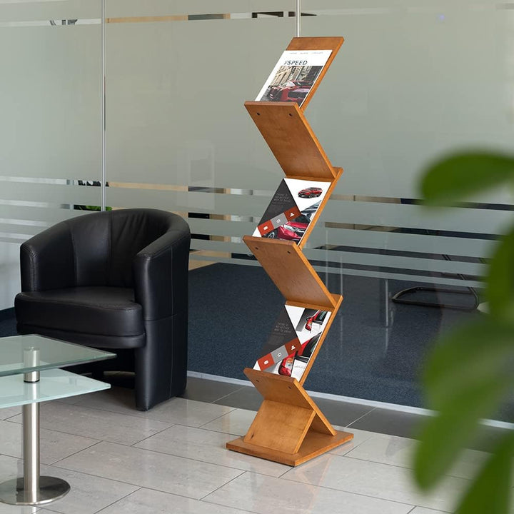 VKF Renzel GmbH Prospektständer aus Holz im Zick-Zack-Design 2-seitig Bodenprospektständer Präsentat