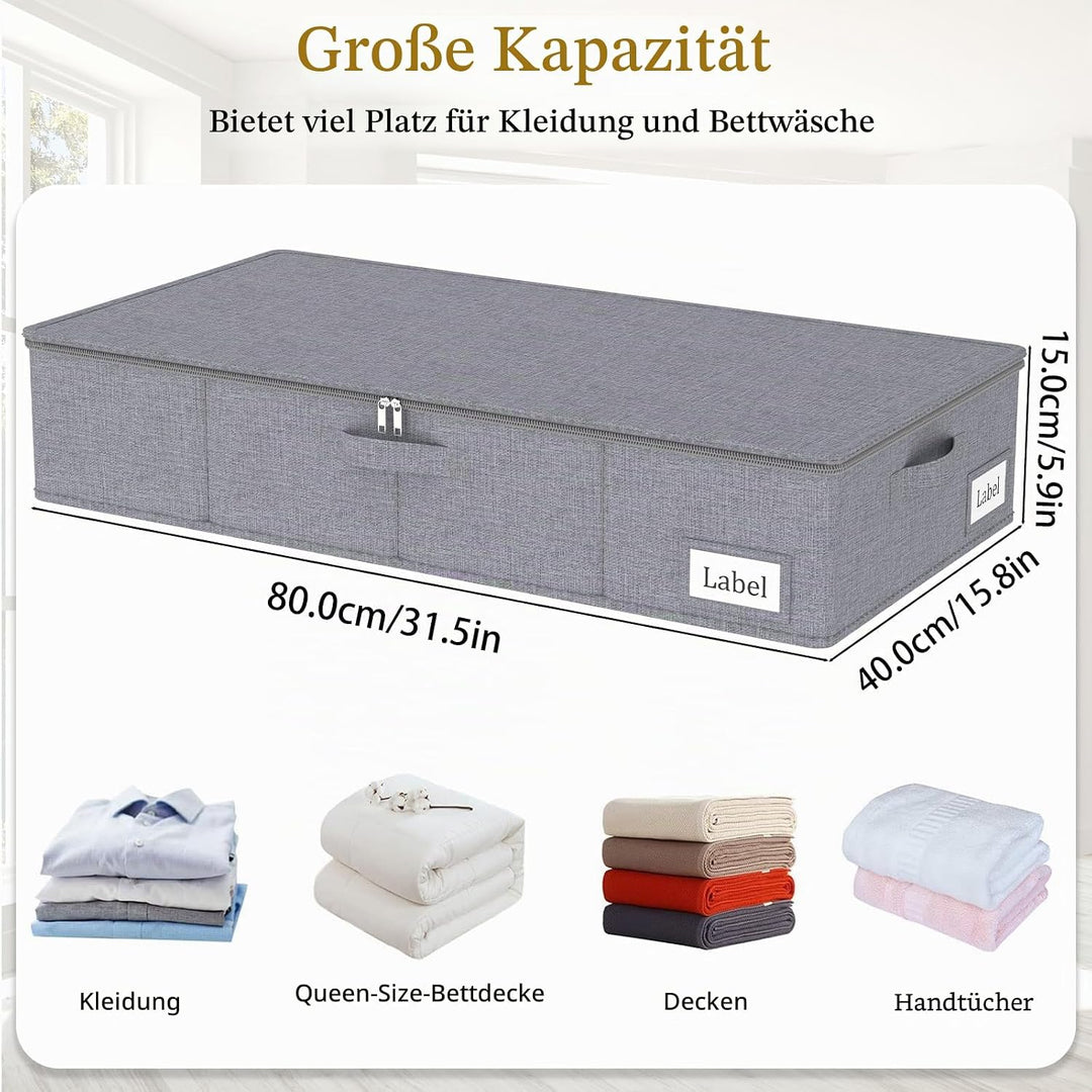 Yawinhe Faltbarer Unterbett-Aufbewahrungskorb mit Deckel, Aufbewahrungstasche Unterbettkommode mit L