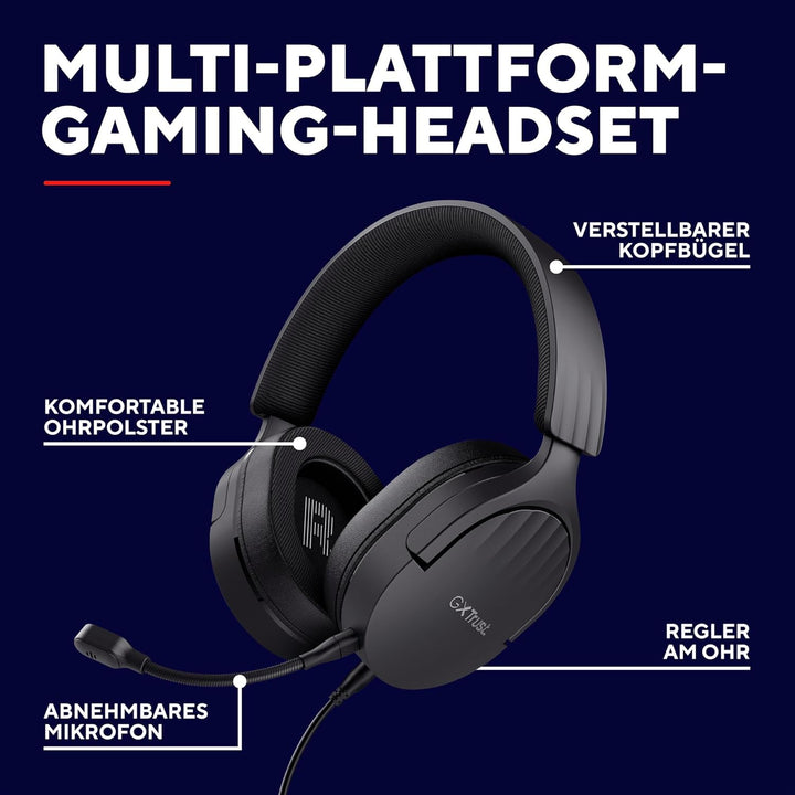 Trust Gaming GXT 489 Fayzo Gaming Headset, 85% Recyclingkunststoff, für PC, PS5, PS4, Xbox Series X|