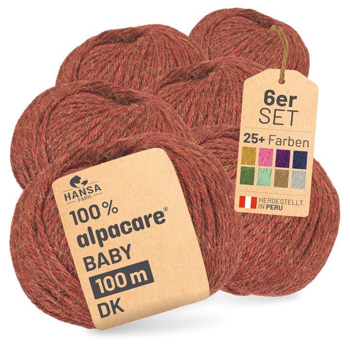 HANSA-FARM | Alpacare 100% die 1. maschinenwaschbare Baby Alpakawolle - 300 Set DK (6 x 50g) - kratz