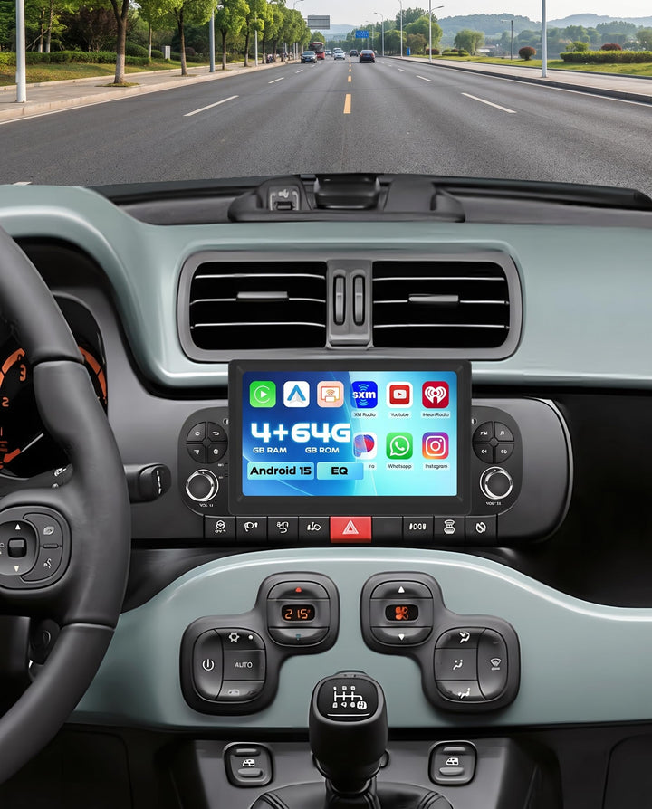 Hikity [4+64GB] Android 15 Autoradio für FIAT Panda 2013-2020 Radio CarPlay Android Auto Wireless Bi