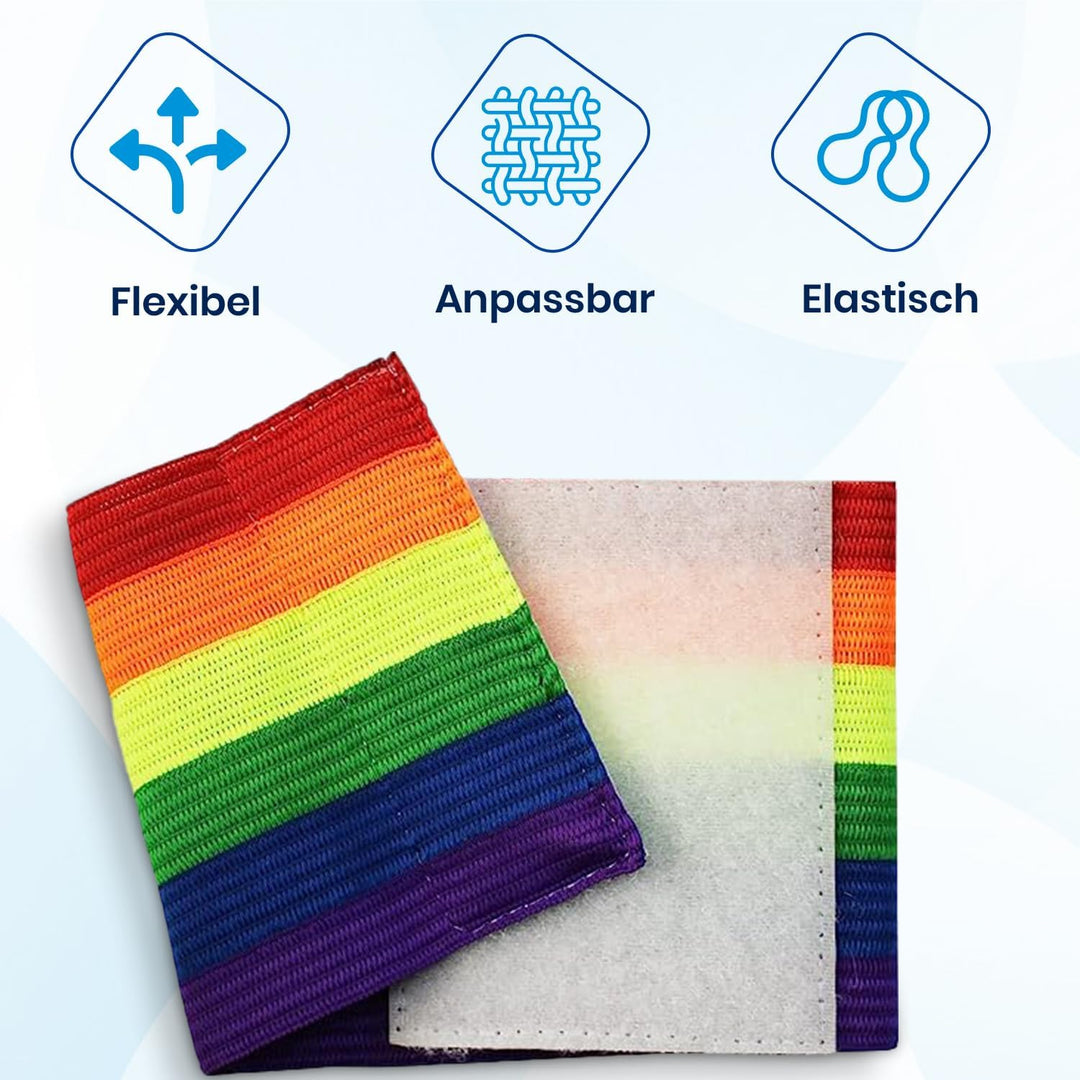 Sportacular Gear 5 Regenbogen-Armbinden mit Klettverschluss individuell anpassbar | Rainbow Armband