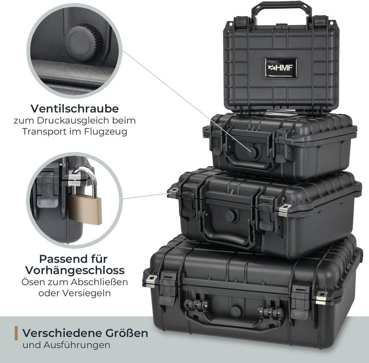 HMF ODK100 Outdoor-Fotokoffer, Transportkoffer mit Rasterschaumstoff | 34 x 29,5 x 15,5 cm, 34 x 29,