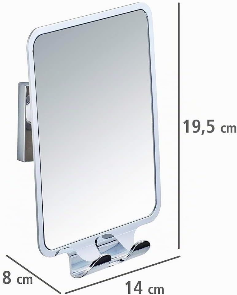 WENKO Vacuum-Loc Antibeschlag-Spiegel Quadro, Dusch Kosmetik-Spiegel mit 2 Haken, Befestigen ohne Bo