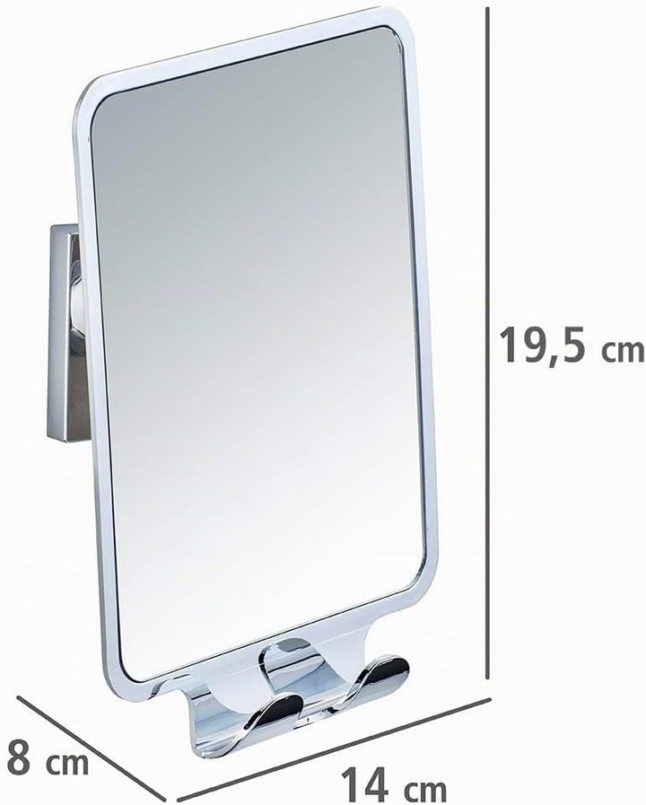 WENKO Vacuum-Loc Antibeschlag-Spiegel Quadro, Dusch Kosmetik-Spiegel mit 2 Haken, Befestigen ohne Bo