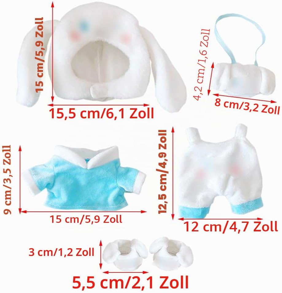 niannyyhouse Puppe Dressup 8in 20cm Plüsch Puppe Kleidung Blau Hund Anzug Plüschfiguren Spielzeug Zu