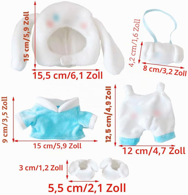 niannyyhouse Puppe Dressup 8in 20cm Plüsch Puppe Kleidung Blau Hund Anzug Plüschfiguren Spielzeug Zu
