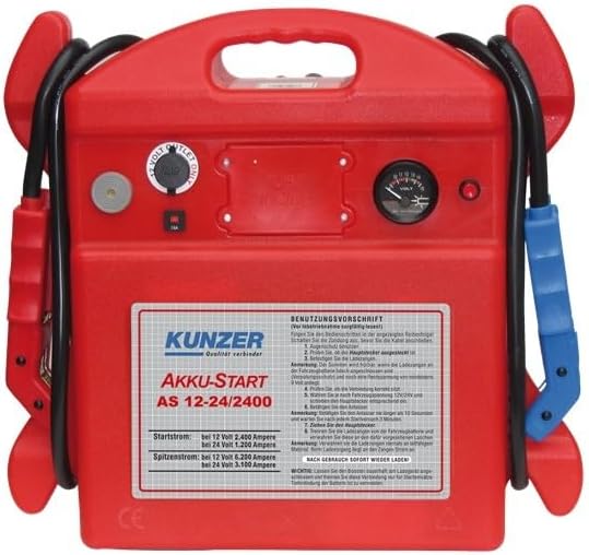 KUNZER ASM 12/500 Akku-Start tragbar 12V 1500/500 A – Startgerät mit austauschbarer AGM Batterie auf