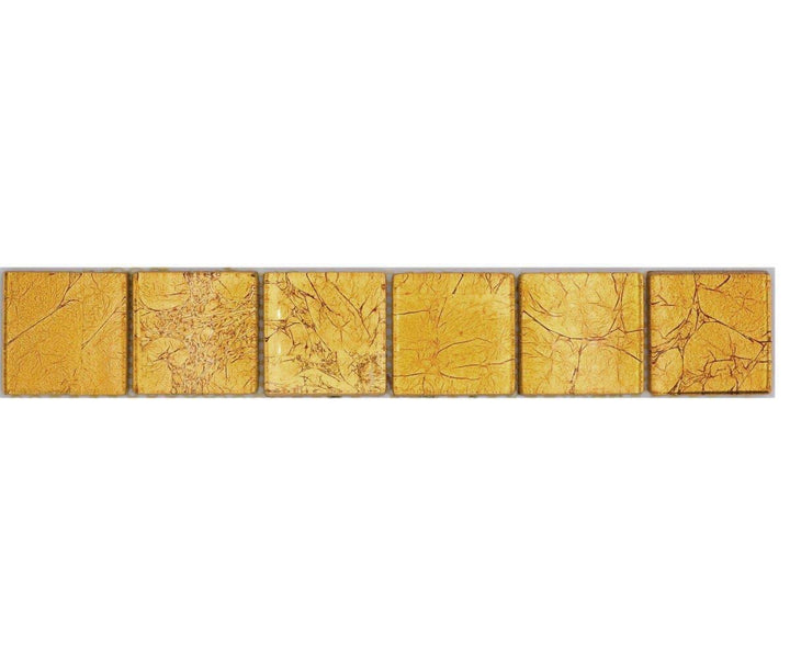 Fliesen Bordüre MosaikMosaikfliese Glasmosaik Gold Struktur Küchenrückwand Duschwand | 10 Mosaikbord