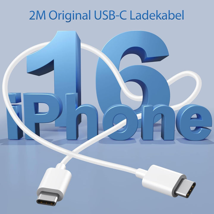40W 2-Port USB C Ladegerät Ladekabel für iPhone 17/Pro Max Air, iPhone 16/16e/15 Plus, iPad Pro/Air,