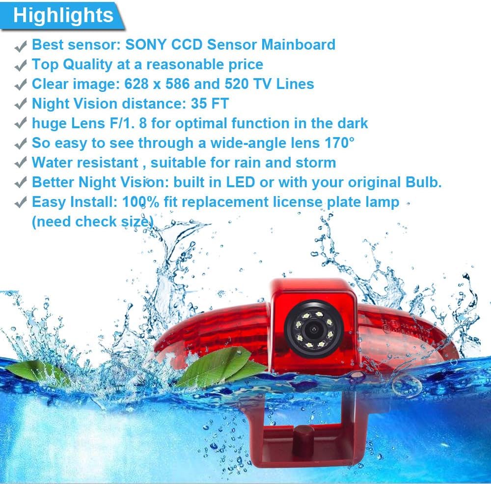 HD Auto Rückansicht Kamera Bremsleuchte Rückfahrsystem im 3.Bremslicht mit Rückfahrkamera Ersatz für
