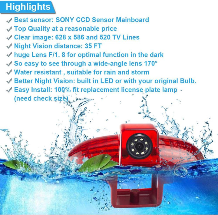 HD Auto Rückansicht Kamera Bremsleuchte Rückfahrsystem im 3.Bremslicht mit Rückfahrkamera Ersatz für