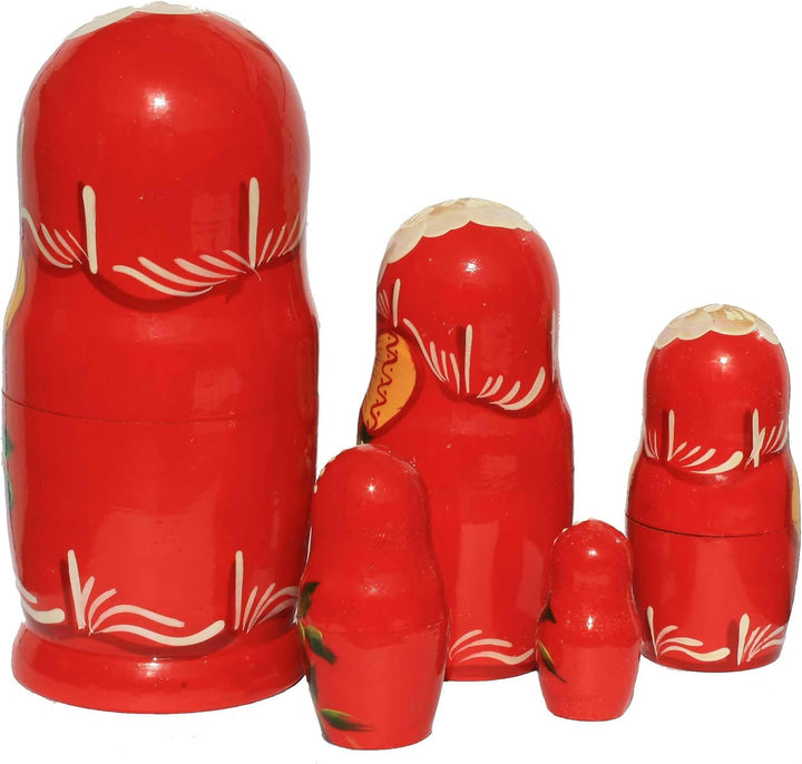 Semenovskay Rospis russische Matroschka Babuschka Matrjoschka Holzpuppen handbemalt Set aus 5 Puppen