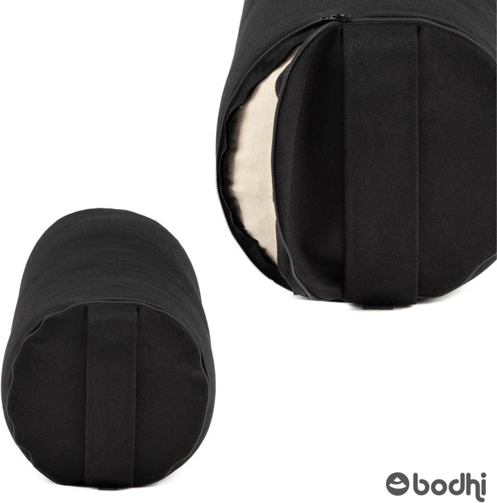 Bodhi Yoga Bolster | ECO Serie | Yogarolle mit Kapok-Füllung | Waschbarer Bezug aus 100% Bio-Baumwol