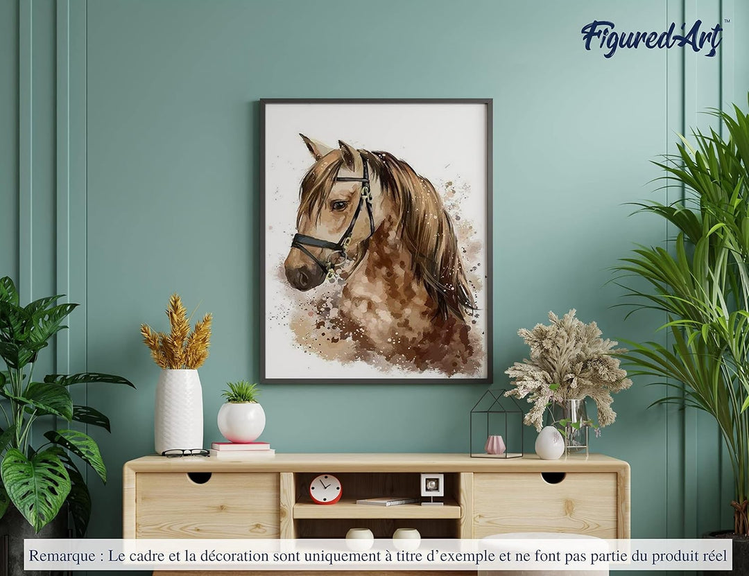Figured'Art Malen Nach Zahlen Erwachsene Braunes Pferd - Paint by Numbers Basteln DIY Bastelset 40x5