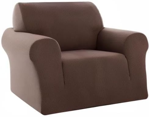Deconovo Sesselbezug für 1-Sitzer, Jacquard, schokoladenfarben, Bezug für Sessel, Entspannung, Wohnz