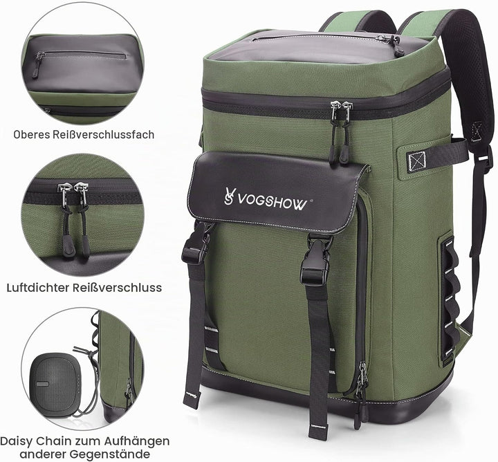 Vogshow Kühlrucksack 30L Kühltasche Gross Kühlbox Wasserdicht Picknickrucksack Auslaufsicher Thermot