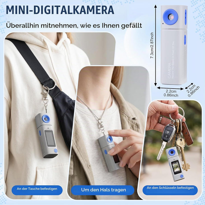 1080P Mini Kamera Schlüsselanhänger, Mini Digitalkamera 270° Linse