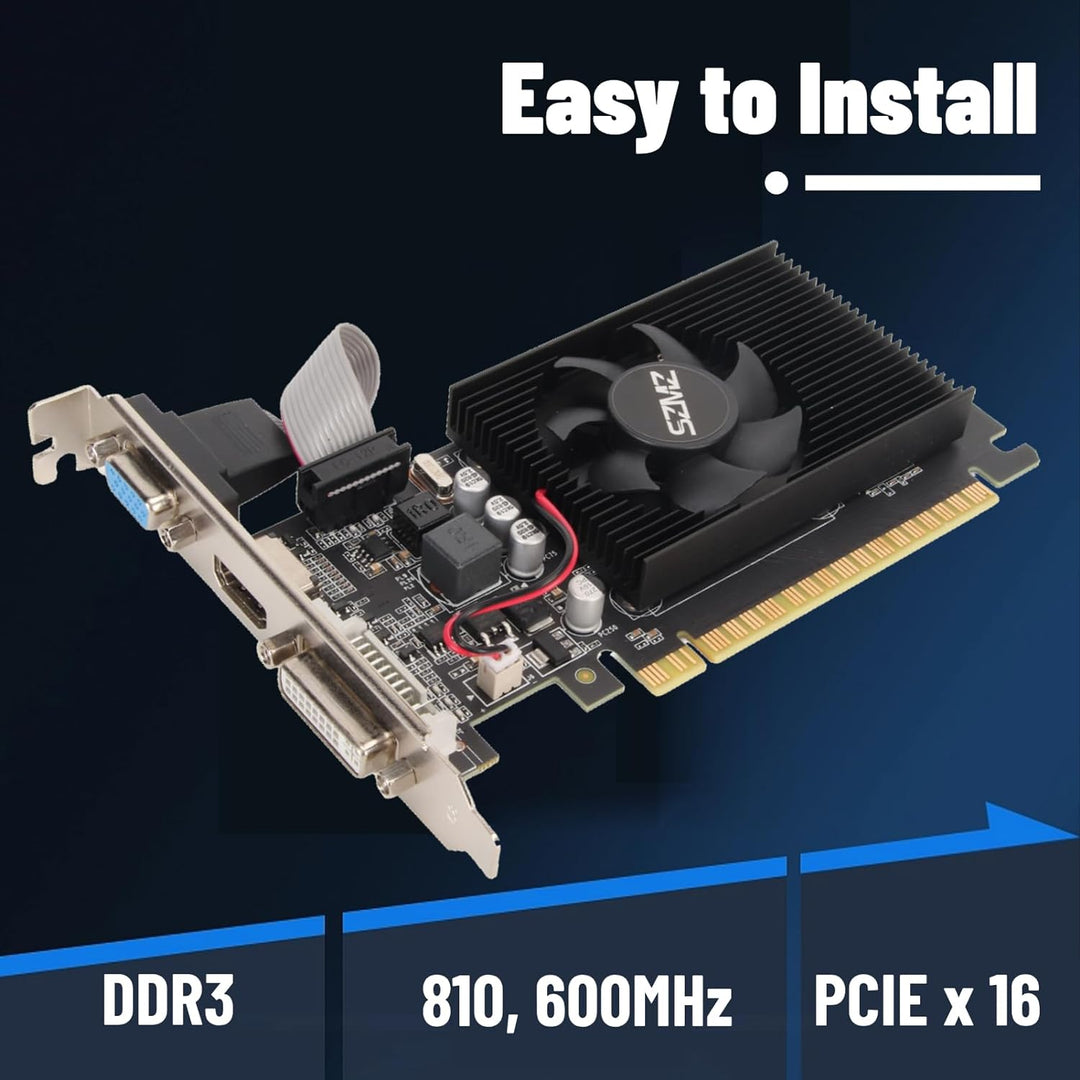 Bewinner GT610 Grafikkarte, 2 GB, DDR3, 64 Bit, HDMI DVI VGA Desktop Grafikkarte, PCI Express X16 Co
