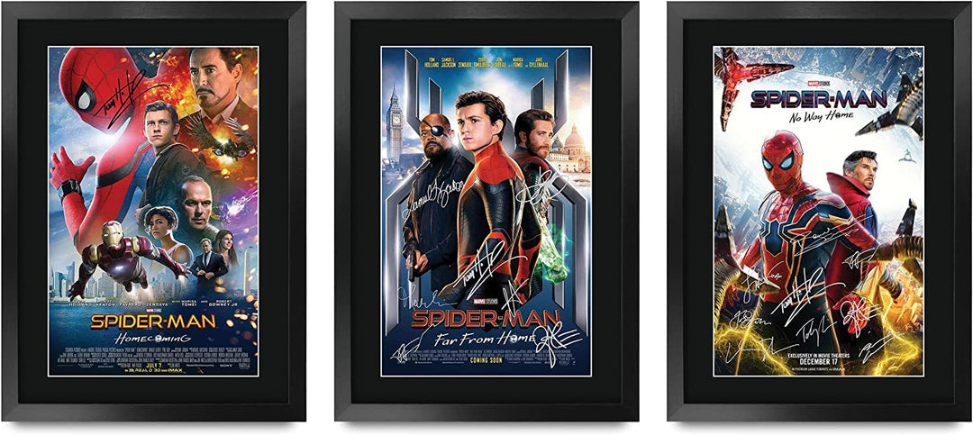 HWC Trading A3 FR Spiderman-Filmposter-Sammlung x 3 Tom Holland signiertes Geschenk Spider Man gedru