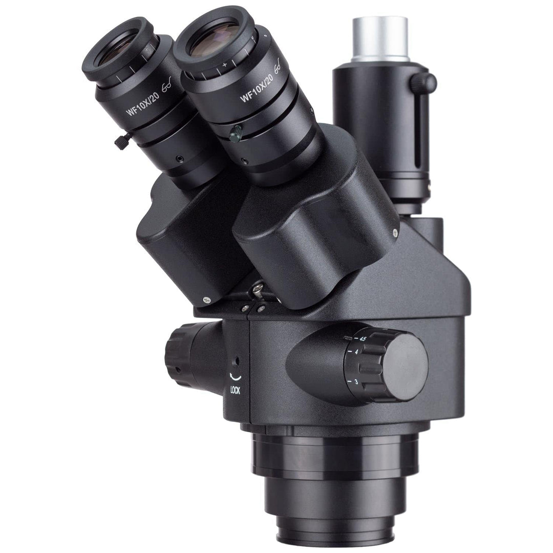 AmScope - 7X-45X Simul-Fokal Trinokular Zoom Stereo Mikroskopkopf - Schwarz - SM745NTP-B