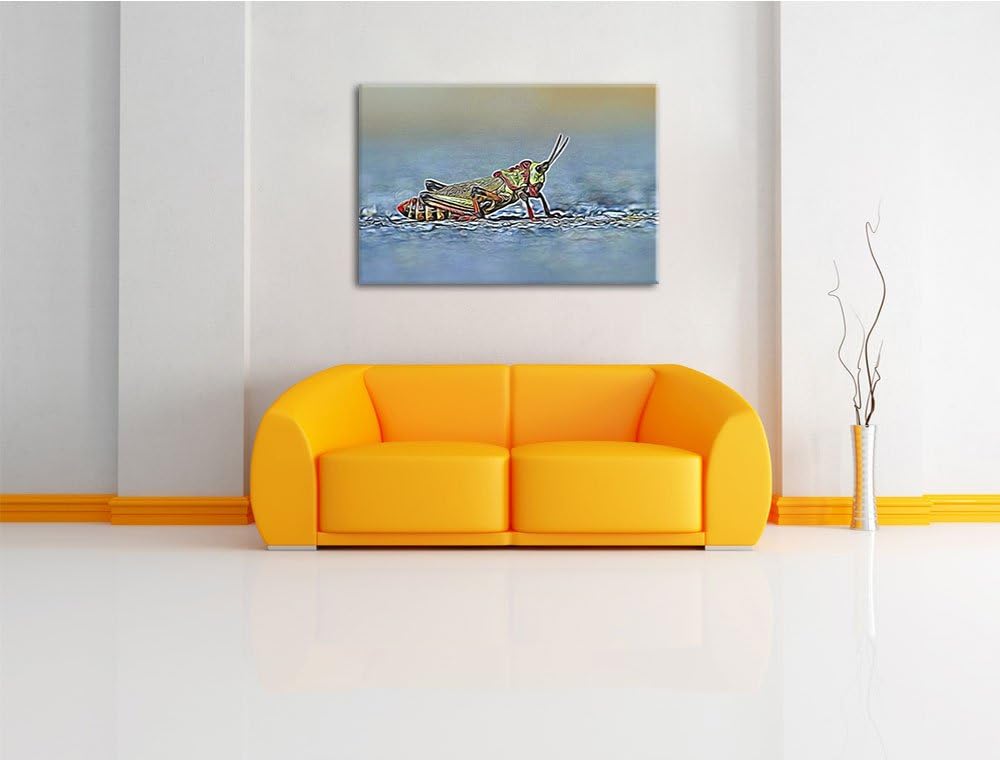 aussergewöhnliche Heuschrecke Deluxe Format: 100x70 cm auf Leinwand, XXL riesige Bilder fertig gerah
