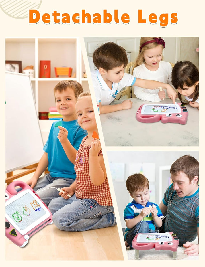 Magnetmaltafel Kinder, Zaubermaltafel Tragbar mit 4 Farbzonen, Zaubertafel ohne Staub für Kinder 1-6